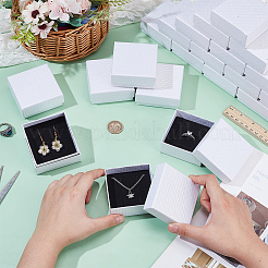 Квадратные картонные бумажные подарочные коробки для хранения колец&nbsp;CON-WH0099-60A