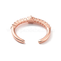 Звездообразное покрытие стойки латунь микро паве прозрачный кубический цирконий открытые кольца RJEW-D020-11RG