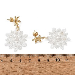 Geflochtene Hängeohrringe aus Glas und Muschelperlen&nbsp;EJEW-MZ00812