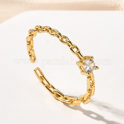 925 anello polsino aperto in argento sterling con zirconi cubici&nbsp;RJEW-R016-01G-02