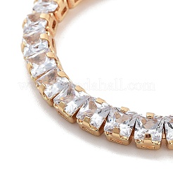 Braccialetti con cursore a catena quadrata con pavé di ottone trasparente e zirconi cubici trasparenti&nbsp;BJEW-B094-10B-G
