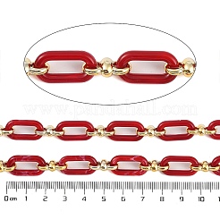 ラックメッキアクリル＆ccbプラスチックチェーン  長持ちメッキ  暗赤色  20x10.6x3mm  5 m /ロール&nbsp;CHAC-H001-01A