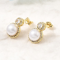 Boucles d'oreilles en laiton avec zircone cubique de micro pave&nbsp;CU-CBABA66-08G