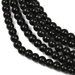 Природные обсидиана круглых бусин пряди&nbsp;G-E329-4mm-37