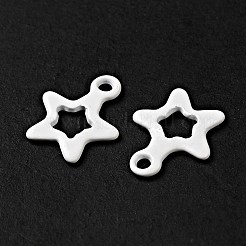 スプレー塗装された201ステンレススチールチャーム  スターのチャーム  ホワイト  10.5x9x1mm  穴：1.2mm&nbsp;STAS-G304-29E
