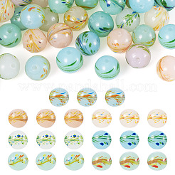 35 шт. 7-х цветные круглые бусины ручной работы в технике лэмпворк LAMP-TA0001-58