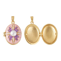 1 pendentif médaillon en laiton émaillé&nbsp;KK-TADJ0001-05A