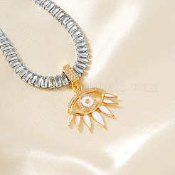 Латунный глаз подвеска с белой эмалью прозрачный кубический цирконий теннисные ожерелья JL3544