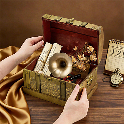 Cajas organizadoras de almacenamiento de joyas de madera retro con cierres&nbsp;CON-WH0115-96B