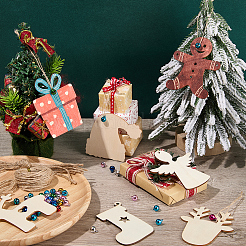 DIY Weihnachts-Dekorationssets für unfertige Holzanhänger&nbsp;WOOD-SC0001-88