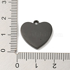 イオンプレーティング（IP）304ステンレスペンダント  ハートチャーム  ブラック  17x18x2mm  穴：1.6mm&nbsp;STAS-D025-01B-01