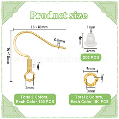 Латунные крючки для сережек с соединительными кольцами и пластиковыми гайками DIY-PH0023-18