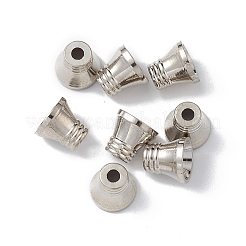 ラックメッキ真鍮ビーズコーン  花弁のない  長持ちメッキ  プラチナ  6x5mm  穴：1.6mm  内径：4mm&nbsp;KK-L184-03P