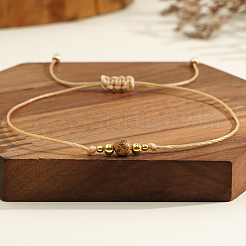 Lässige Messingperle Khaki Wachsfaden Halbedelstein-Armband-Sets&nbsp;LS-JA4012