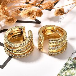 Серьги-манжеты из латуни с микропаве и прозрачным циркониевым покрытием для женщин EJEW-C125-16G