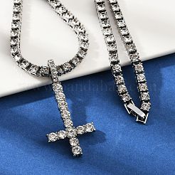 Ожерелья из сплава с подвеской в виде перевернутого креста NJEW-P333-01P