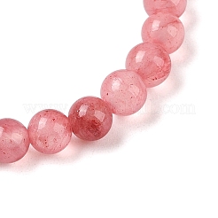 Bracelets extensibles en perles rondes en jade vert naturel (teint)&nbsp;G-U005-01A-04