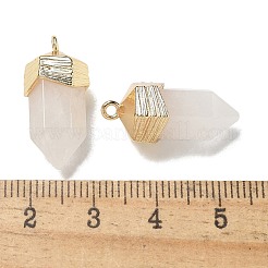 天然水晶ファセットペンダント  ラックメッキ真鍮金具付きロッククリスタル剣型チャーム  ゴールドカラー  21~23x9x10.5mm  穴：1.6mm&nbsp;G-G181-03G-03