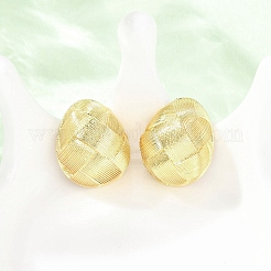 Pendientes de botón de latón ovalados tejidos&nbsp;EJEW-D351-06G