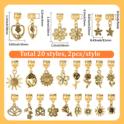 40pcs 20 Arten Legierung europäische baumelnde Charms&nbsp;PALLOY-BM00018