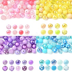 50個 10スタイル アクリル&樹脂ラウンドビーズセット  ピンク  20mm  穴：2~3mm&nbsp;DIY-YW0012-03A