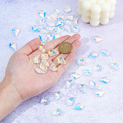 50шт. граненые стеклянные подвески в форме листа&nbsp;FIND-FH0010-34A