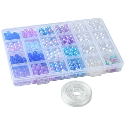 Наборы для изготовления браслетов из круглых бусин из акрила и АБС-пластика с имитацией жемчуга&nbsp;DIY-FS0007-42