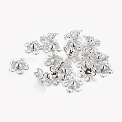 Brass Findings, Lead Free and Cadmium Free, Flower, Silver Color, Size: about 6.5mm in diameter, 2mm thick, 2mm inner diameter