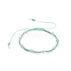 Braccialetti di perline intrecciati regolabili, con filo di nylon, Perline semi di vetro, perle avventurina verde naturale, 2 pollice ~ 3-3/4 pollici (5~9.7 cm)