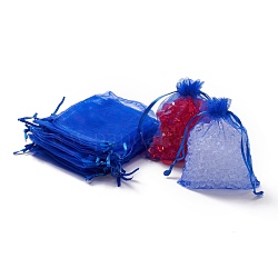 Sacs-cadeaux en organza avec cordon de serrage, pochettes à bijoux, fête de mariage cadeaux de noël sacs-cadeaux, bleu, 12x9 cm