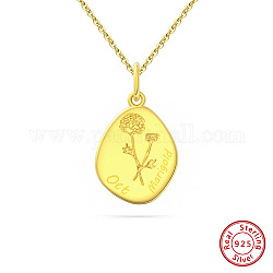 Collares con colgante de plata de ley estilo flor de nacimiento 925, real 14k chapado en oro, 17.91 pulgada (45.5 cm)