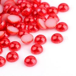 Cabochon di plastica abs, imitazione perla, mezzo tondo, rosso, 4x2mm, circa 10000pcs/scatola