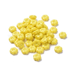 Perles acryliques opaques de fleurs, jaune, 10x5mm, Trou: 1.5mm