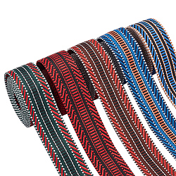 Wadorn 5 Uds 5 colores estilo bohemio cinta a rayas de poliéster, Accesorios de la ropa, color mezclado, 1-1/2 pulgada (38 mm), alrededor de 2 yardas / pc, 1pc / color