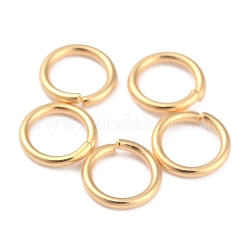 Rack Plating Brass Jump Rings, Open Jump Rings, Long-Lasting Plated, Real 24K Gold Plated, 5x0.7mm, 20 Gauge, Inner Diameter: 3.5mm