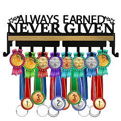 SUPERDANT Always Earned Never Given Trophy and Medal Display Wooden Shelf Medal Hanger Holder Displaying