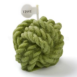Candele senza fumo aromaterapia a forma di gomitolo di lana, con scatola, per nozze, partito, votive, bruciatori a olio e decorazioni natalizie, verde giallo, 5.86cm