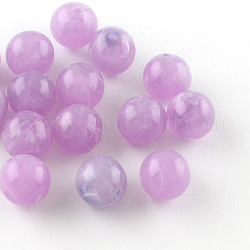 Runde Nachahmung Edelstein Acryl-Perlen, Flieder, 12 mm, Bohrung: 2 mm, ca. 520 Stk. / 500 g