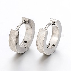 Fashionista Must-Have Unisex 304 Stainless Steel Hoop Huggie Earrings, Stainless Steel Color, 12x13x2mm, Pin: 1mm