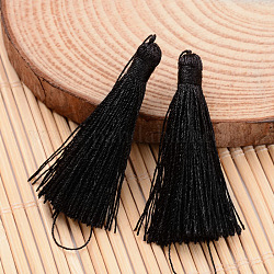Nylon Thread Tassel Big Pendant Decorations, Black, 43x6mm