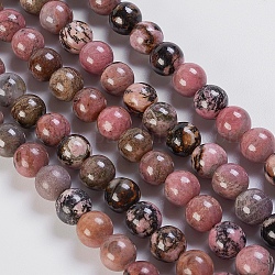 Chapelets de perles en rhodonite naturelle, ronde, 10mm, Trou: 1mm, Environ 37 pcs/chapelet, 15.3 pouce