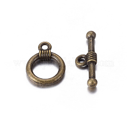 Tibetan Style Alloy Toggle Clasps, Cadmium Free & Nickel Free & Lead Free, Antique Bronze, 15x11mm, Hole: 2mm
