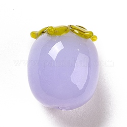 Perline di lampwork fatte a mano a tema autunnale, cachi, lilla, 14x12mm, Foro: 1.2 mm