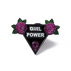 Rugosa-Rose mit Delta-Emaille-Anstecknadel, Elektrophorese schwarzes Messing Wort Girl Power Feminismus Brosche für Rucksackkleidung, lila, 22.5x30x2 mm, Stift: 1.2 mm.