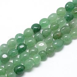 Natural Green Aventurine Beads Strands, Oval, 8~15x7~12x4~12mm, Hole: 1mm, about 30~45pcs/strand, 15.7 inch