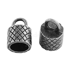 Tibetan Style Alloy Cord Ends, End Caps, Cadmium Free & Nickel Free & Lead Free, Antique Silver, 15x10.5x10.5mm, Hole: 4mm, about 362pcs/1000g, Inner Diameter: 8mm