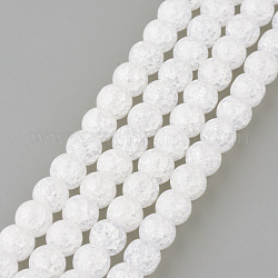 Crackle sintetico perle di quarzo fili, tondo, tinto, neve, 12mm, Foro: 1 mm, circa 32pcs/filo, 15.7 pollice