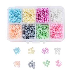 1 Box 6/0 Glass Seed Beads Ceylon Round  Loose Spacer Beads, Mixed Color, 4mm, Hole: 1mm, about 1900pcs/box