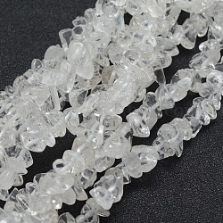Natürlichem Quarz-Kristall-Perlen Stränge, Bergkristallperlen, Klasse A, Chip, 5~8 mm, Bohrung: 1 mm, ungefähr 33 Zoll (84 cm)