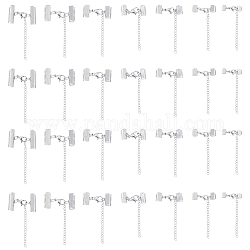 304 Bordsteinkettenverlängerung aus Edelstahl, mit Hummerkrallenverschlüssen und Bandcrimpenden, Edelstahl Farbe, 25~36 mm, 14sets / box